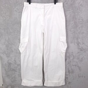 Abercrombie & Fitch Cargo Pants Wide Leg L Women 36x30 White Elastic Waist